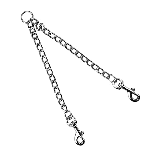 Correa Doble para Perros Metal, a Prueba de Mordedura Doble Correa de Perro para Extensión Acoplador de Correa para Perro Cadena de Perro Duradera 60cm Correa de Perro Doble para Dos Perros