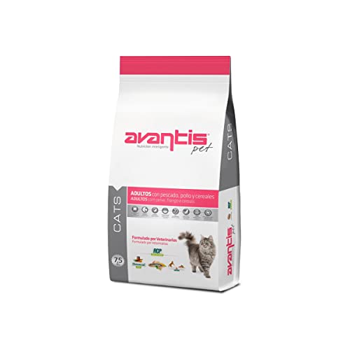 Avantis Pet Cats - Pienso para Gatos Adultos - Todo Tipo de Razas - 7,5 kg - Fácilmente Digerible con Pescado, Pollo y Cereales - Comida Seca 100% Completa y Equilibrada