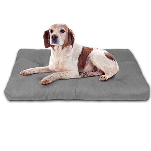 MERCURY TEXTIL- Cama de Mascota, Colchón para Perro, Colchoneta Reversible Estampada Relleno de Espuma para Interior y Exterior. (Medium, Gris)