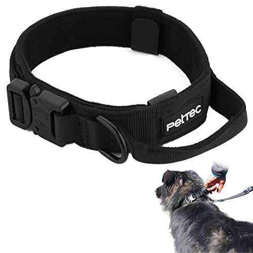 PetTec Collar de Perro Extra Grande - Ajustable, Nylon D200, Acolchado de Neopreno para Razas Grandes - Asa, Anilla en D y Hebilla Metálica de Liberación Rápida - Resistente al Exterior - 61-71cm