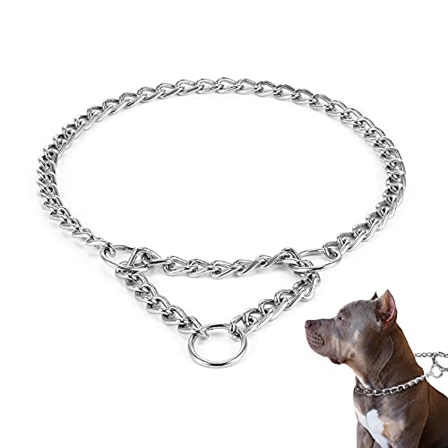 HAPPY HACHI Collar Cadena Perro 44-54 cm, Collar para Perro Hierro Mediano Grande, Collar Cromado Acero Metalico para Adiestramiento
