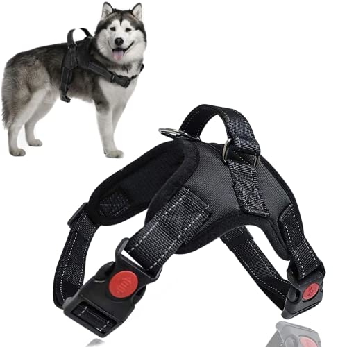 Arnés para Perros, arnes antitirones para Perros, arnes Tipo Chaleco Transpirable Ajustable y Tiras Reflectantes , para Perros medianos y Grandes, arnes de adiestramiento. (L)