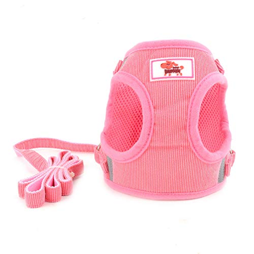 Zunea Arnés y Correa para Gatos, a Prueba de Escape, sin tirones, Ajustable Reflectante de Malla Suave Acolchada Chaleco de Pana, arnés para Gatos, Cachorros, Perros pequeños, para Caminar Rosa XS