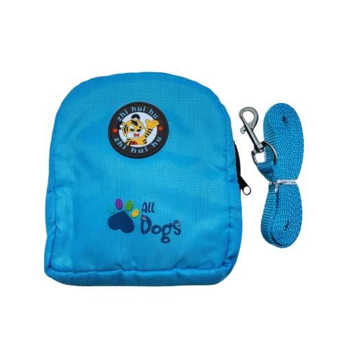 All Dogs - Mochila para Perros, Mochila Perro con Correa, Arnés para Perros con Correa, Bolsa de Almacenamiento de Juguetes con Arnés Ajustable en el Pecho y la Espalda (Azul)