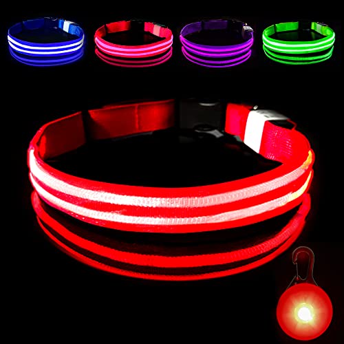 Collar Luminoso Perro de Mascota, 3 Modos Collar Luz Perro con Recargable y Impermeable, Ajustable Collares LED para Perros Pequeños/Medianos/Grandes
