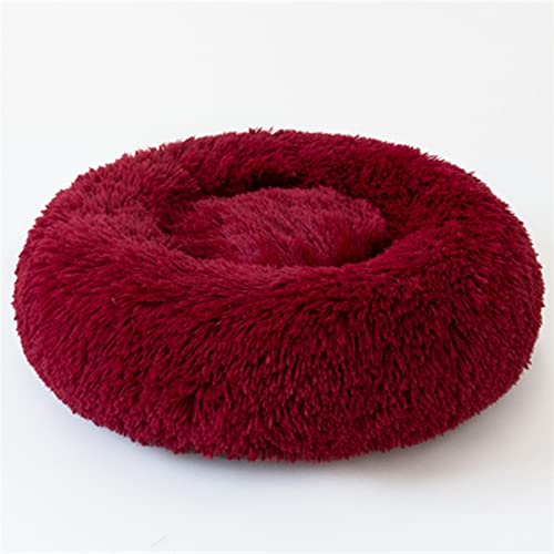 XJHKG Cama para Perros Y Mascotas Cómoda Perrera para Perros Donut Ultra Suave Lavable Cojín para Perros Y Gatos Cama Invierno Cálido Caseta para Perros (Color : Red, Size : 80CM)