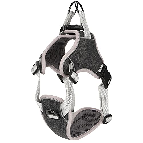 Arnés para Chaleco para Perros, Pecho Ajustable Anti-ruptura en la Espalda con Tiras Reflectantes Fácil Control para Perros Medianos Grandes Caminar Entrenamiento Correr(S)