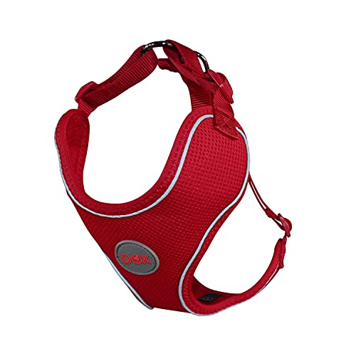 DDOXX Arnés Perro Air Mesh, Ajustable, Reflectante, Acolchado | Muchos Colores & Tamaños | para Perros Pequeño, Mediano y Grande | Accesorios Gato Cachorro | Rojo, L