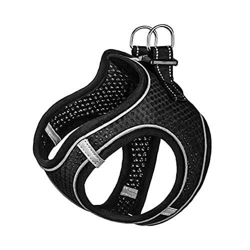 AiTodos® Correa de Seguridad para Perros de Tela Negra de Tamaño L, Arnés a Prueba de Golpes para Perros, Arnes Perro Pequeño, para Pasear Perros al Aire Libre, Entrenar