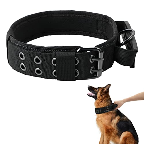Collar Táctico para Perros con Mango de Control,Ajustable Collar Militar para Perro con Metal D Hebilla,Collar Acolchado de Nylon Reflectante para Perro Medianos, Grandes Entrenamiento (XL)