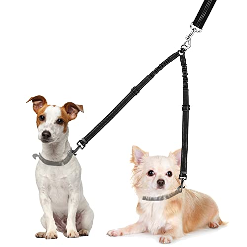 SlowTon Doble Correa para Perro, Doble Correa sin enredos para 2 Perros, para Caminar y Entrenar, rotación giratoria de 360°, Reflectante, Longitud Ajustable, Divisor Doble Correa para Dos Perros