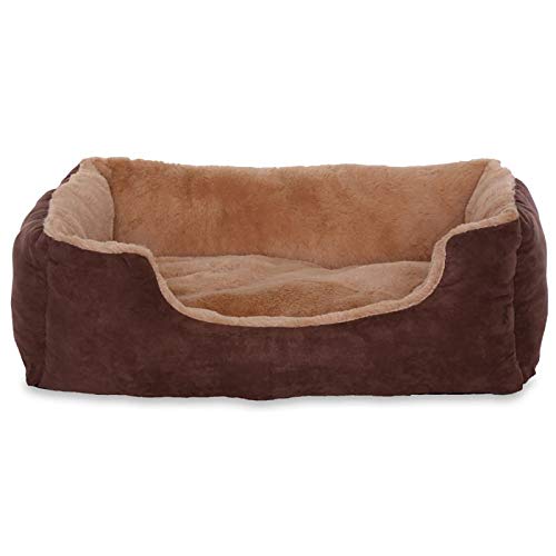 lionto Cama para Perros Perros Cojín Perros sofá con Cojín Reversible, (M) 60x48 cm Beige/Marrón