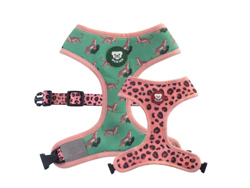 DUKIER - Arnés Reversible para Perro, Chaleco Antitirones, Transpirable y Reflectante para Mascotas, de Neopreno y Malla, Ajustable, Diseño de Leopard, Talla S