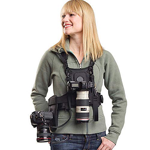 SEVEVEAK Arnés de cámara dual, SK-MSP01 Sistema de chalecos en el cofre múltiple con funda lateral para Canon 6d 600D 5D2 5D3 NIKON D90 Sony A7S A7R A7S2 Panasonic Olympus DSLR Viaje de boda Viaje