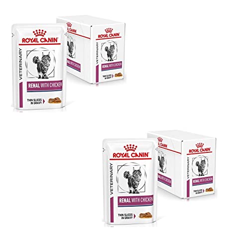 Royal Canin Veterinary Renal Pollo | Paquete Doble | 2 x 12 x 85 g | Alimento Completo para Gatos Adultos | para Problemas renales | En Bolsa Fresca