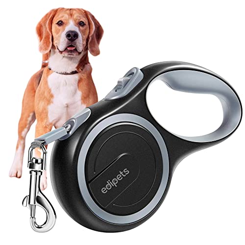 Edipets, Correa Perro Extensible, Retráctil, 3, 5 y 8 Metros, Cinta Flexible para Adiestramiento y Paseo, con Seguro y con Freno, Diseño y Agarre Cómodo (Gris, 5 Metros <50Kg)