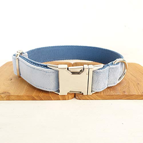 Gulunmun Collares para Perro Hechos a Mano, Suaves y cómodos para Mascotas, Ajustables   con Hebilla de Metal   Collar de Lujo para Perros pequeños, Grandes y medianos, Azul, M