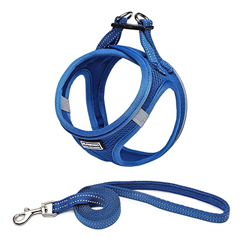 Suredoo Arnés Perro Pequeños Arnés Antitirones Reflectante Cómodo Transpirable Arneses Chaleco para Cachorros, Perros Pequeños y Gatos (M, Azul Oscuro)