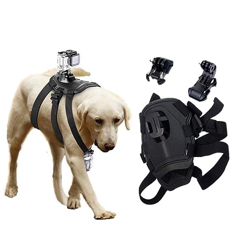 Arnés para Perros Gopro Holder, Arnés para Perros Suave Y Ajustable Gopro para Perros Grandes, Medianos Y Pequeños Se Puede Usar para Fijación En El Pecho Y La Espalda Adecuado