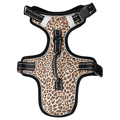 Naanle Arnés para perro con estampado de leopardo oculto con clips para correa, chaleco de malla acolchado suave para mascotas, chaleco reflectante ajustable para perros, cachorros y gatos