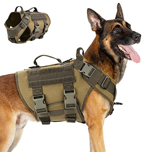 CALIYO Arnés Perros Hunter de Tela de Nailon, arnés Ajustable Tipo Chaleco para Mascotas táctico arnés Perro antitirones Pecho y Espalda