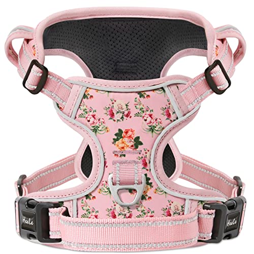 HEELE Arnés para Perro Arnes Anti Tirones Transpirable con Agarre Acolchado y Líneas Reflectantes Arnés para Perros Easy Safe Arnés para Perro con Bonito Estampado Arnés Perro Pequeños, Rosa, S