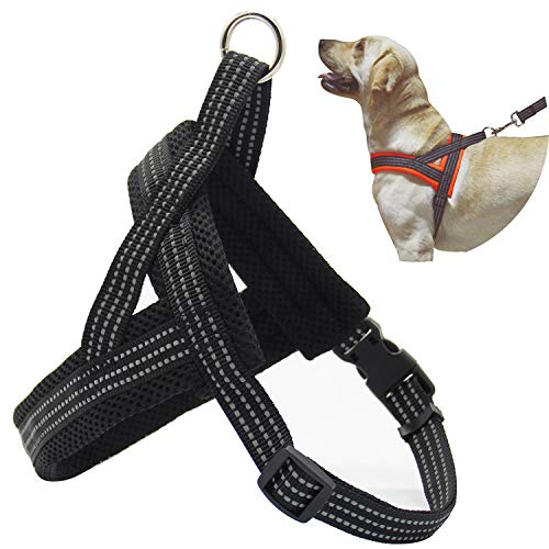 BPS® Arnés Correa para Perros Mascotas Collar Ajustable 4 Tamaños Colores para Elegir para Perro Pequeño Mediano y Grande (XL, Negro) BPS-3884N
