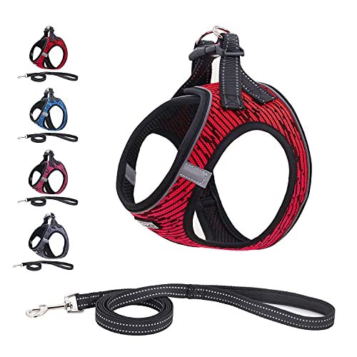 Suredoo Arnés Perro Pequeños Reflectante, Arnés Antitirones Suave Acolchado Cómodo Transpirable Arneses Chaleco para Perros Pequeños, Gatos y Cachorros (XXS, Rojo)