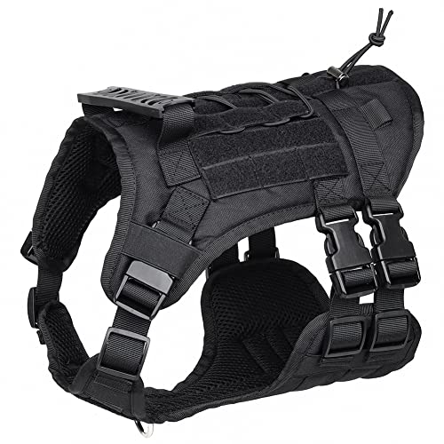 DoggieKit Arnés táctico para perros con asa de transporte, arnés transpirable acolchado, arnés ajustable para el pecho para cachorros, tamaño mediano, pequeño y control al aire libre