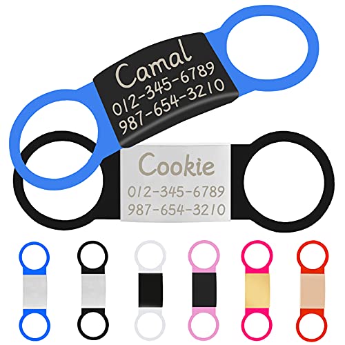 CAMAL Chapa Perro Grabada, 2 Piezas Etiquetas de Identificación para Perros y Gatos, Combinación Libre de Colores, Chapas Personalizadas