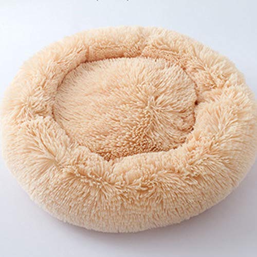 Cama para mascotas de lujo esponjosa para gatos y perros- Gatos y perros pequeños y medianos suave felpa donut ropa de cama para mascotas invierno cálido sueño almohada redonda sedante para mascotas