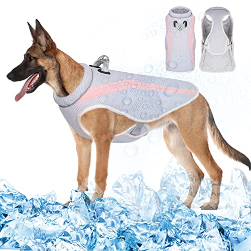 Vivi Bear Chaleco Refrescante para Perros con Arnés, Chaleco de Refrigeración para Perro, Chaleco de Enfriamiento para Mascotas, Pets Summer Cooling Vest para Perros Grandes Mediano Pequeño, Rosa